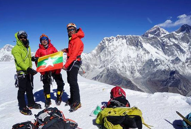 Able to hoist Myanmar’s flag at the peak of Ama Dablam, as practicing trip to conquer Khakaborazi