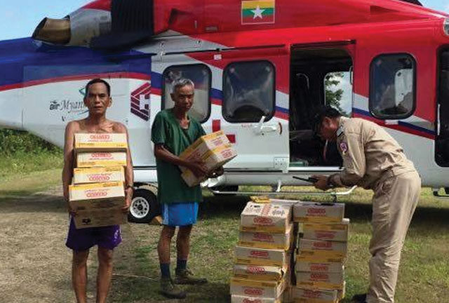 Htoo Group of Comapanies continue its assistance in providing with helicopter, for emergency relief commodities and medicines