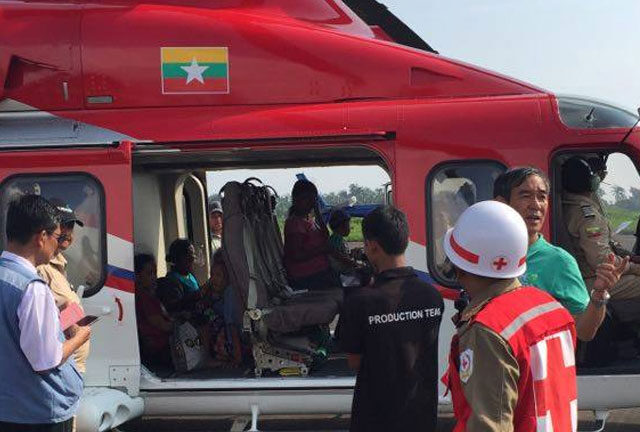 To transport relief provisions for Arakan People, helicopter from HGC do the tasks regularly